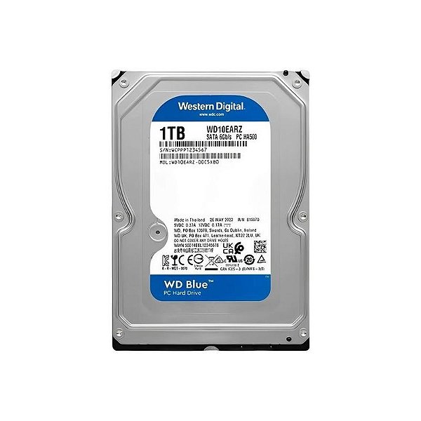 Disco Rígido Western Digital 1TB WD Blue 3.5 SATA 3 5400RPM - Garantia BR