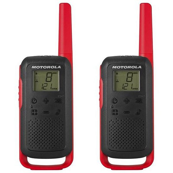 Rádio Comunicador Motorola T210 - Alcance 32 Km - 22 Canais - Cor Preto E Vermelho