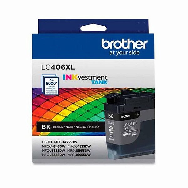 Cartucho de Tinta Brother LC406XLBK Preto para Impressora MFC-J6955