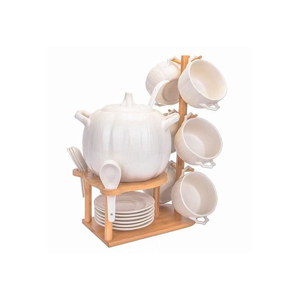 Conjunto de Sopeira em Porcelana - 1,7L com 20 Peças Elegantes e Funcionais