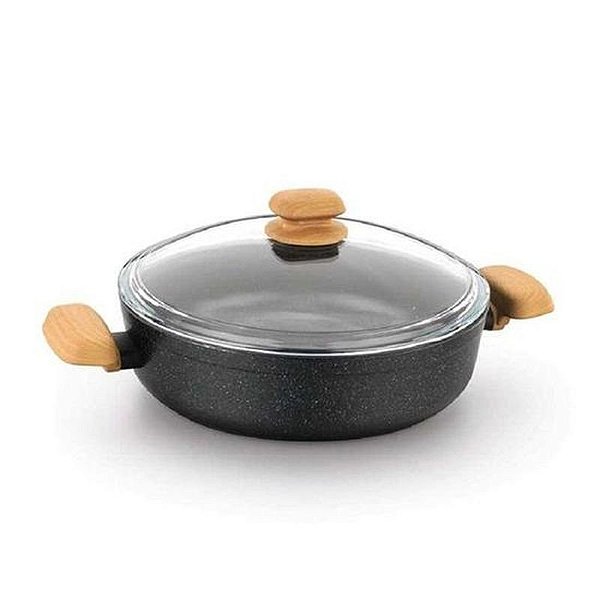 Panela Korkmaz com Tampa Preta e Marrom 28cm - 4 Litros de Capacidade