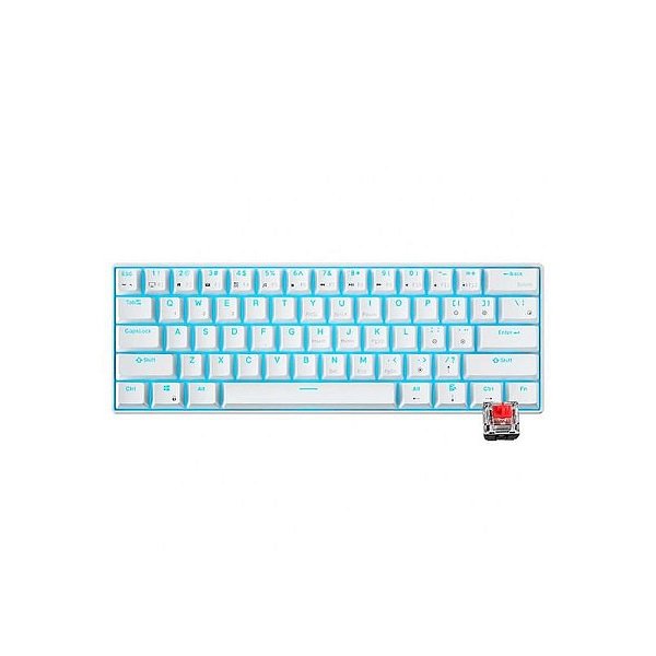 Teclado Mecânico Wireless Royal Kludge RK61, 60%, RGB, Switch Red, Branco