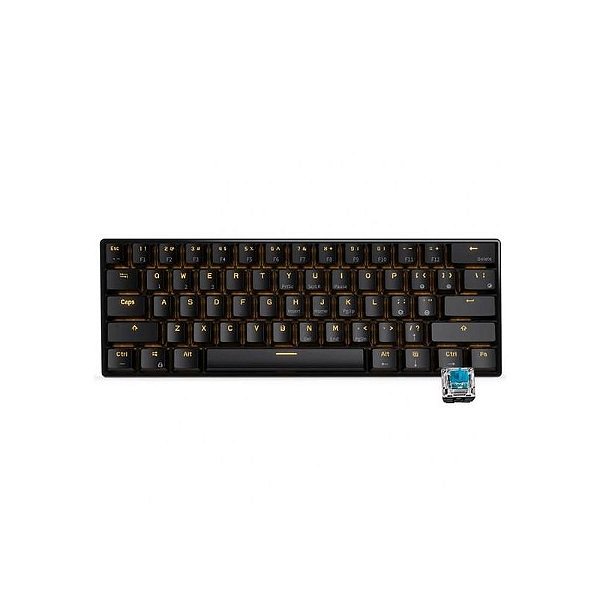 Teclado Mecânico Royal Kludge RK61 Wireless 60% RGB Switch Azul - Preto