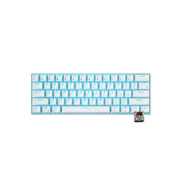 Teclado Mecânico Royal Kludge RK61 - 60%, RGB, Sem Fio, Switch Brown, Branco