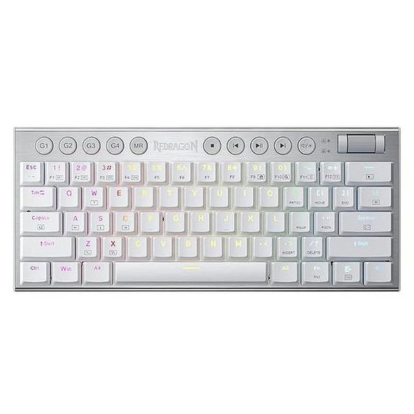 Teclado Mecânico Gamer Redragon K632W-RGB Horus Mini com Fio - Branco e Iluminação RGB