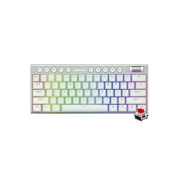Teclado Mecânico Redragon K632W-RGB Horus Mini - Switch Vermelho USB/RGB Branco