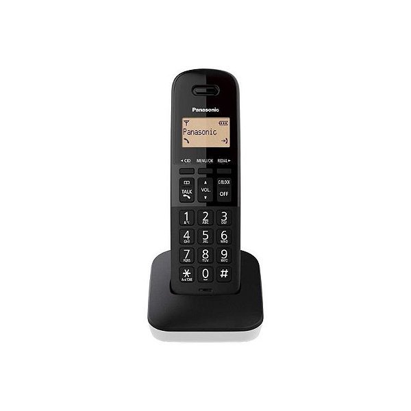 Telefone Sem Fio Panasonic KX-TGB310LAW - 1 Base - com Bina - Bivolt - Branco e Preto