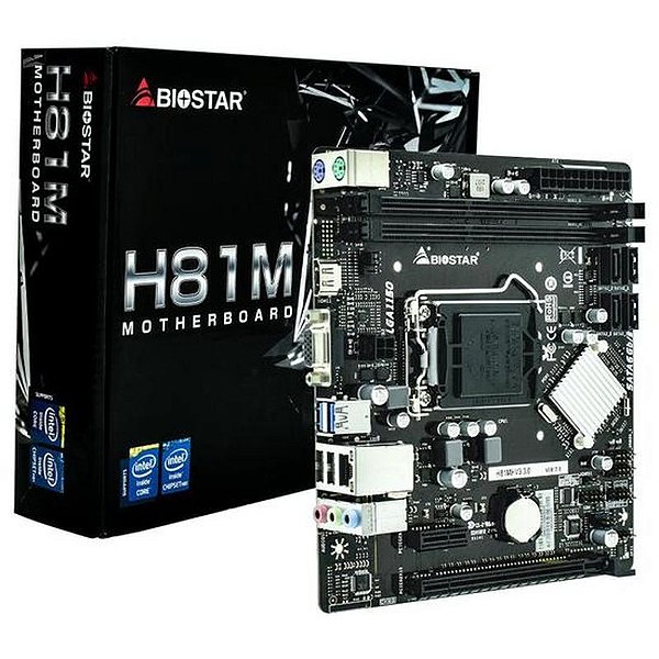 Placa Mãe Biostar H81MHV3 LGA 1150 com VGA e Suporte DDR3