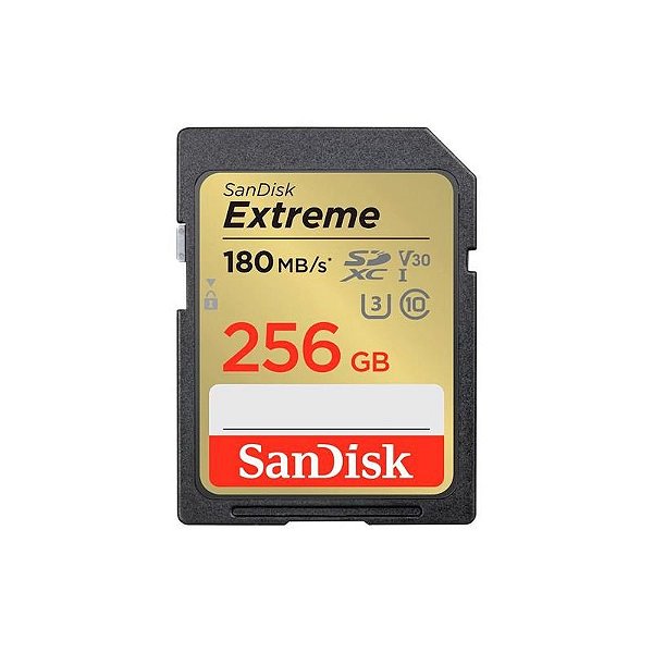 Cartão de Memória SD Sandisk Extreme 256GB 180MB/s - Alta Performance e Velocidade