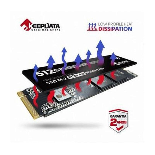 Hd de Estado Sólido M.2 512GB Keepdata KDNV512G4.0 com Dissipador - 16Gts