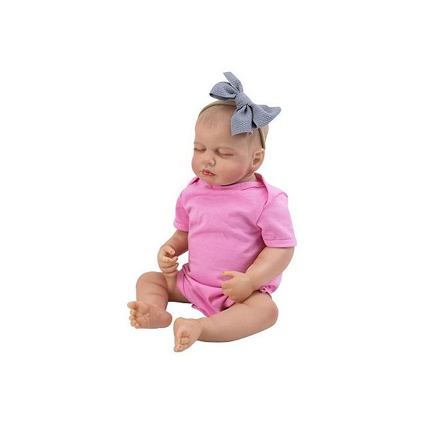Boneca Reborn V-021 - 48CM em Silicone com Roupa Rosa