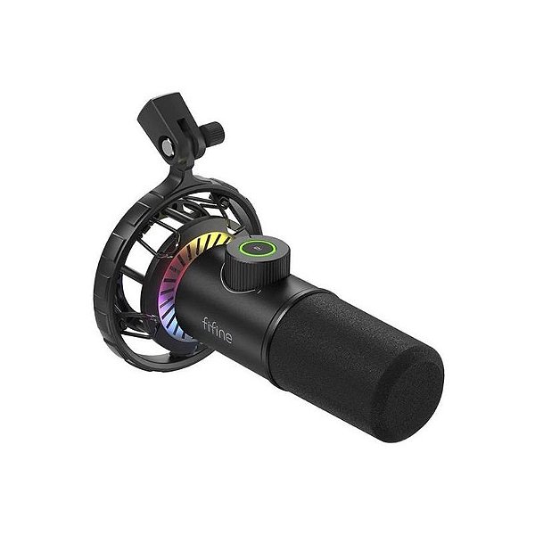 Microfone USB Fifine K658 RGB para Streaming e Podcast - Preto