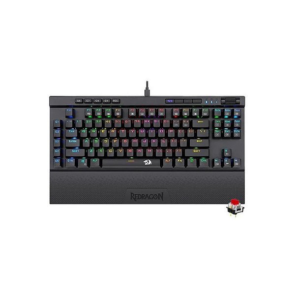 Teclado Mecânico Gamer Redragon K587RGB-Pro Wireless - RGB, Vermelho, Inglês, Preto
