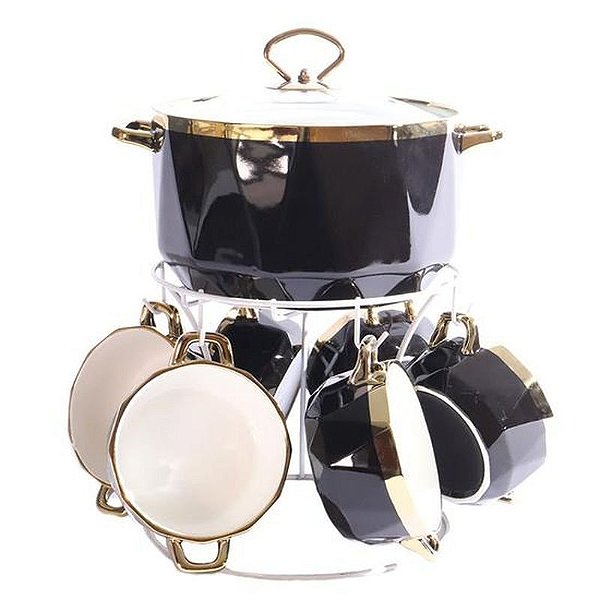 Conjunto de Sopas em Porcelana - 7 Peças Elegantes e Sofisticadas