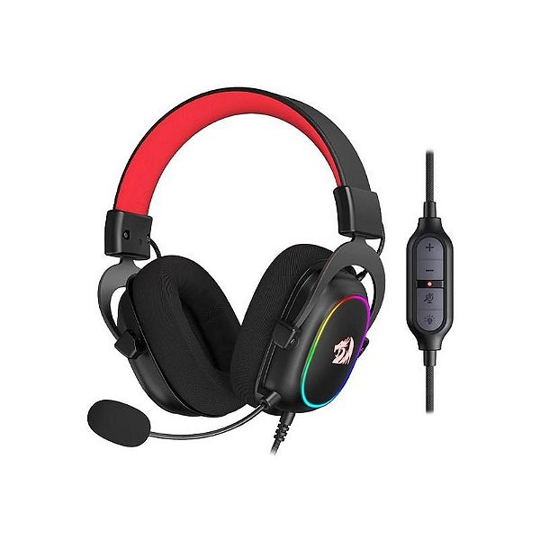Fone De Ouvido Para Jogos Redragon Zeus-X H510-Rgb 7.1 Usb Pc - Preto/Vermelho