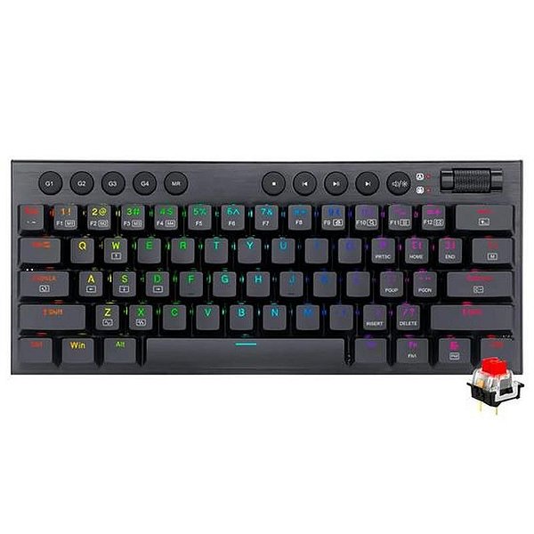 Teclado Gamer Redragon Horus Mini K632 RGB Switch Vermelho - Preto com Fio (Inglês)