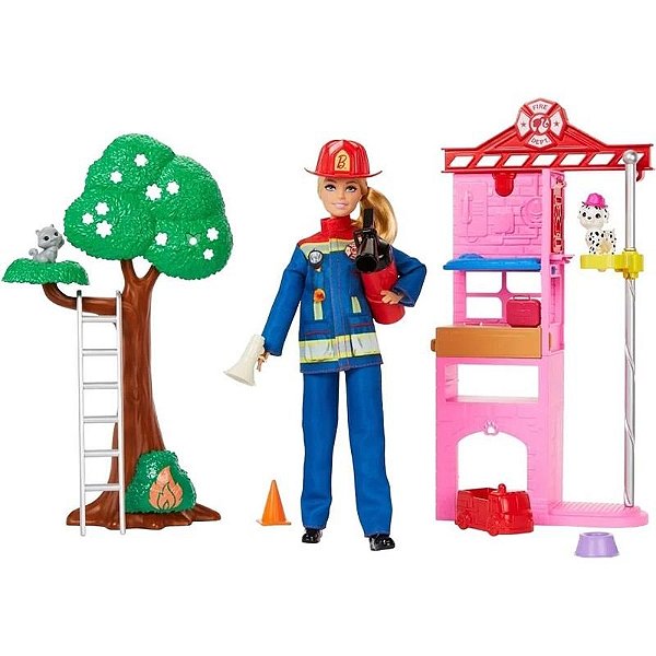 Boneca Barbie Bombeira - Conjunto Mattel para Brincadeira e Aventura