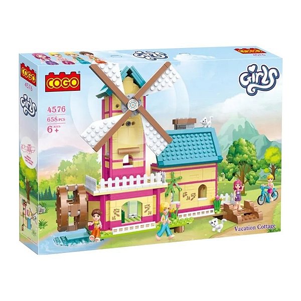 Construtora de Sonhos Cogo - Kit Casa de Férias 4576 com 658 Peças para Meninas