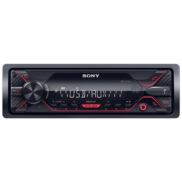 Rádio Automotivo Sony DSX-A110U com FM/USB/AUX/EQ - Preto