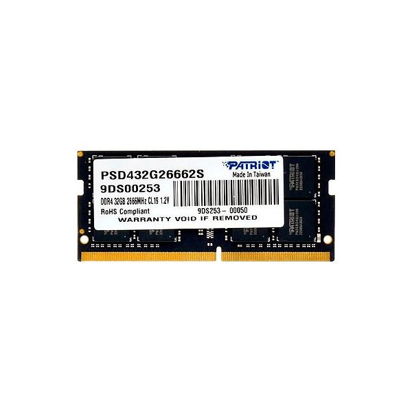 Memória DDR4 Patriot Signature 32GB 2666MT/s para Notebook - PSD432G26662S