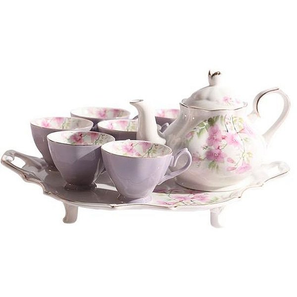 Conjunto Elegante de Porcelana para Chá e Café com 8 Peças