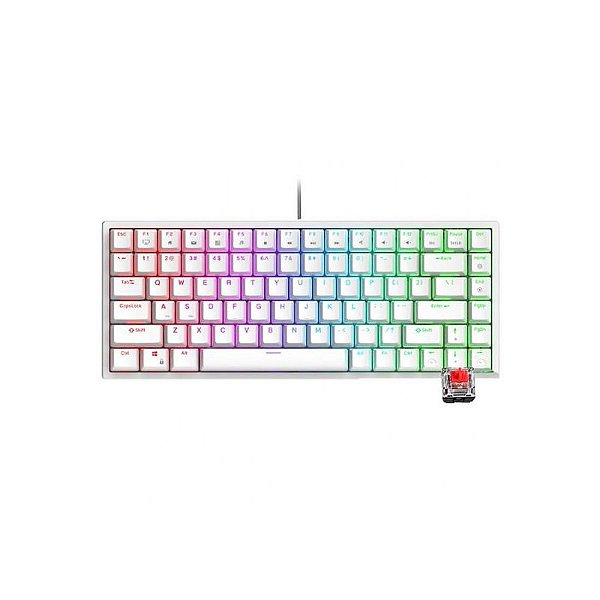 Teclado Mecânico RGB Royal RK84 - Switch Vermelho - Sem Fio - Branco