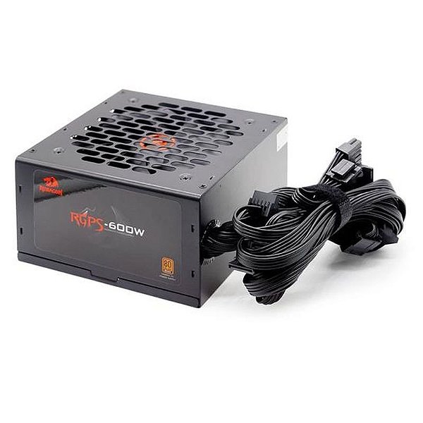 Fonte Redragon GC-PS024 ATX 600W 80 Plus Bronze - Bivolt, PFC Ativo, Preto