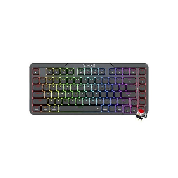 Teclado Gamer Redragon Aether Pro K706RGB Wireless - RGB Vermelho - Layout Inglês - Preto