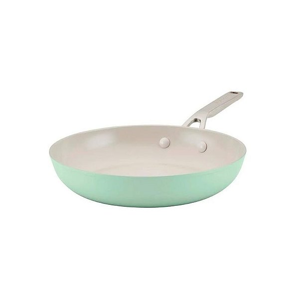 Frigideira Antiaderente Cerâmica Kitchenaid com Tampa de Vidro 25CM - Cor Pistache