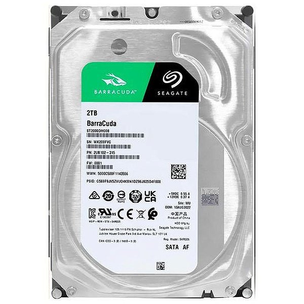 Disco Rígido Seagate Barracuda 2TB SATA 3 7200RPM 3,5 - ST2000DM008