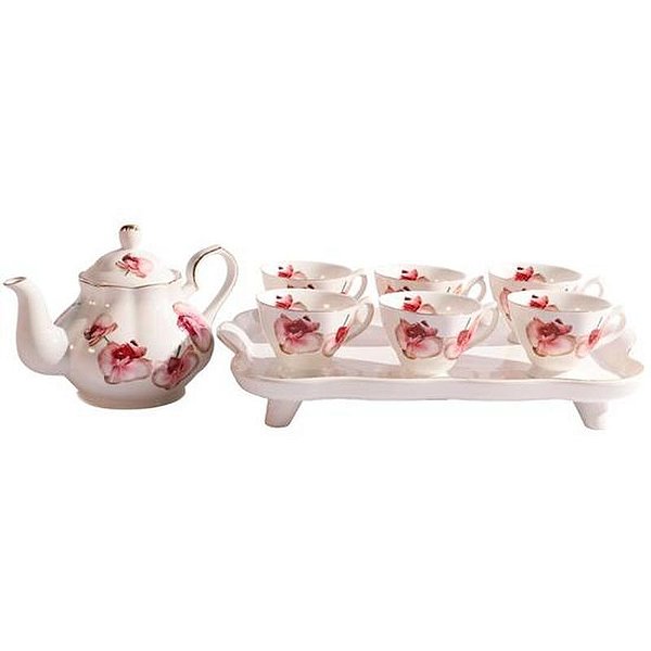 Conjunto Elegante de Porcelana para Chá e Café - 8 Peças