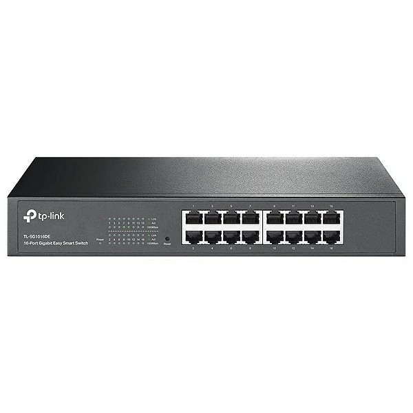 Switch TP-LINK TL-SG1016DE 16 Portas 10/100Mbps Bivolt - Preto Profissional