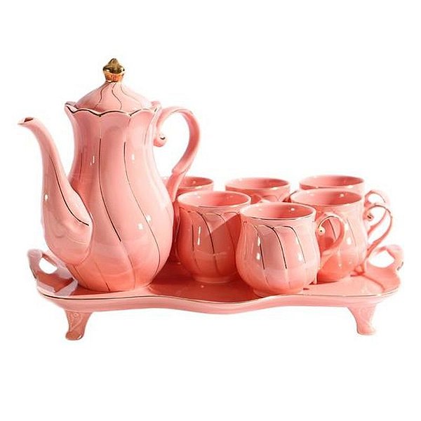 Conjunto de Chá com Bule e Bandeja, 8 Peças - Elegância para sua Mesa