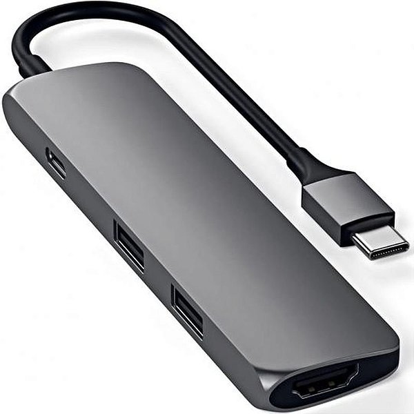 Adaptador Multi-Port USB-C Satechi Slim com HDMI e USB-A - Cinza Espacial