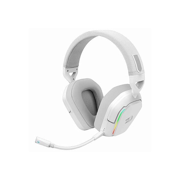 Fone de Ouvido Gamer Sem Fio Redragon H868W Mira com RGB - Branco