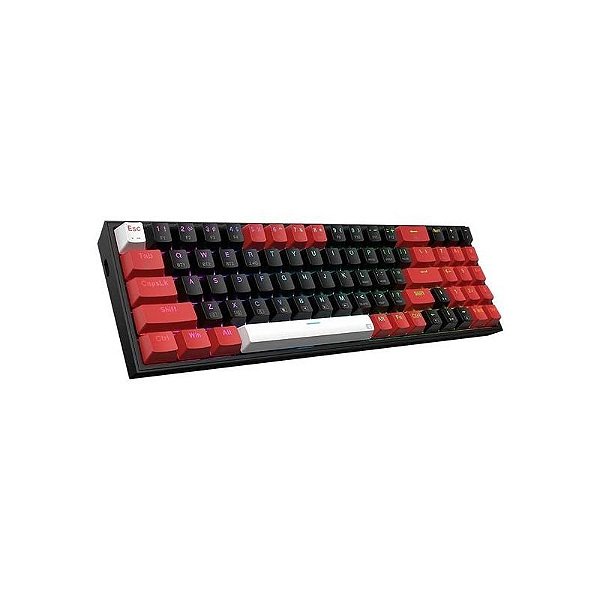 Teclado Redragon Sem Fio Pollux Pro K628RGB - Inglês - Vermelho e Preto