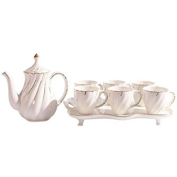 Conjunto Elegante de Porcelana para Chá e Café com 8 Peças