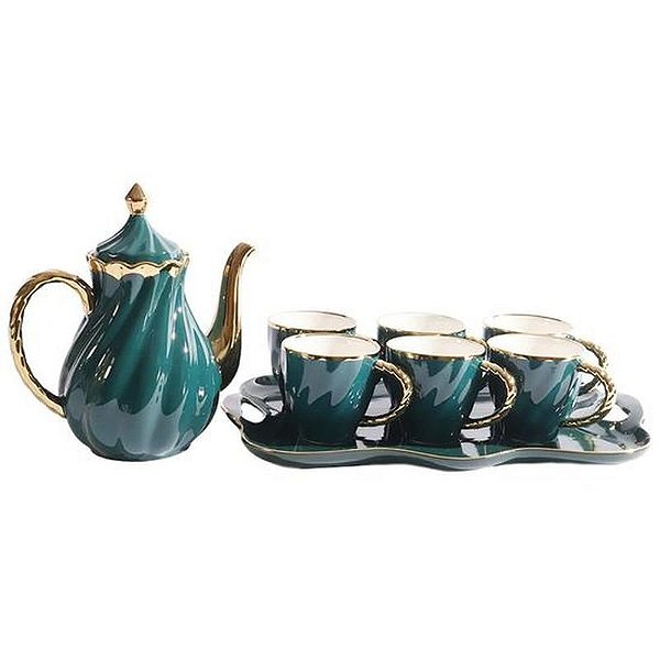 Conjunto Elegante de Porcelana para Chá e Café - 8 Peças Premium