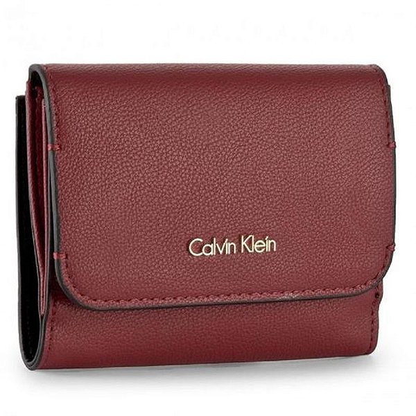 Carteira Feminina Calvin Klein Bordo Com Logo Ck Monograma