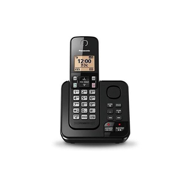 Telefone Sem Fio Panasonic Kx-Tgc360 Preto Com Bloqueador De Chamadas E Identificador De Chamadas.