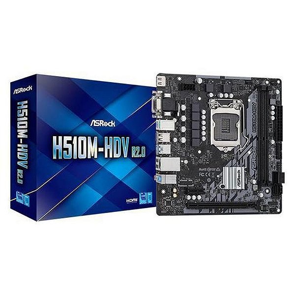 Placa Mãe Asrock H510M-HDV/M.2 - HDMI, DVI, DDR4, Socket 1200