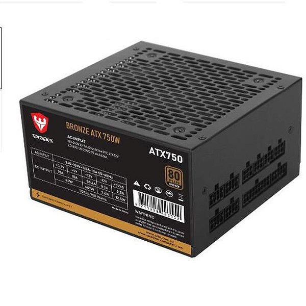 Fonte Sate 750W Bronze 80PLUS Modular Completa para Gaming e Workstation
