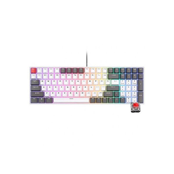 Teclado Mecânico RGB RK100 - Switch Vermelho - Cinza, Vermelho e Branco