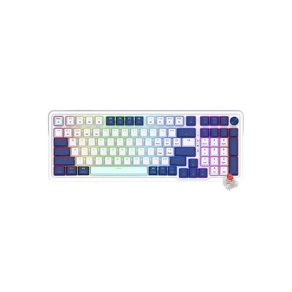 Teclado Gamer Mecânico Redragon K686WB-RGB-Pro Eisa Wireless / RGB / Red / Inglês - Branco / Azul