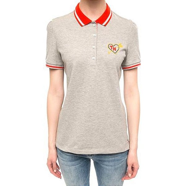 Camiseta Polo Tommy Hilfiger Feminina Cinza Xl - Modelo Ww0Ww17914-039