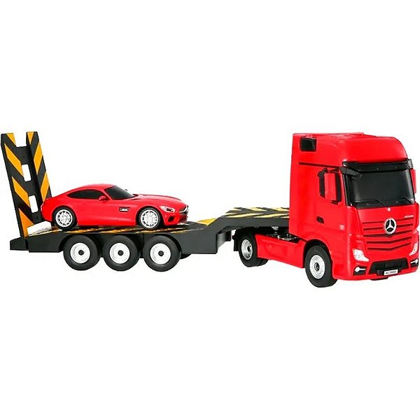 Caminhão Mercedes Benz Actros com Carro Esportivo AMG GT - Escala 1/24 RC Rastar 74940