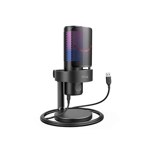 Microfone Condensador RGB Fifine A9 - Preto Profissional para Streaming e Gravação