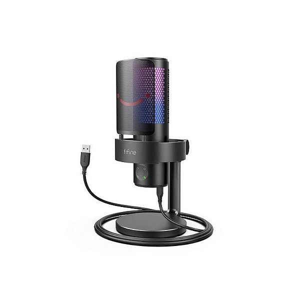 Microfone Profissional Gamer USB RGB Preto - Modelo Fifine A9