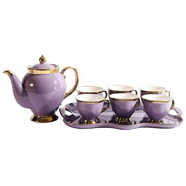 Conjunto Elegante de Porcelana para Chá e Café - 8 Peças