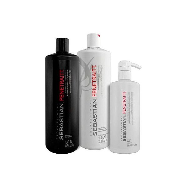 Kit Cabelos Profundos Sebastian Penetraitt - Shampoo + Condicionador + Máscara Hidratação - 1L/1L/500Ml